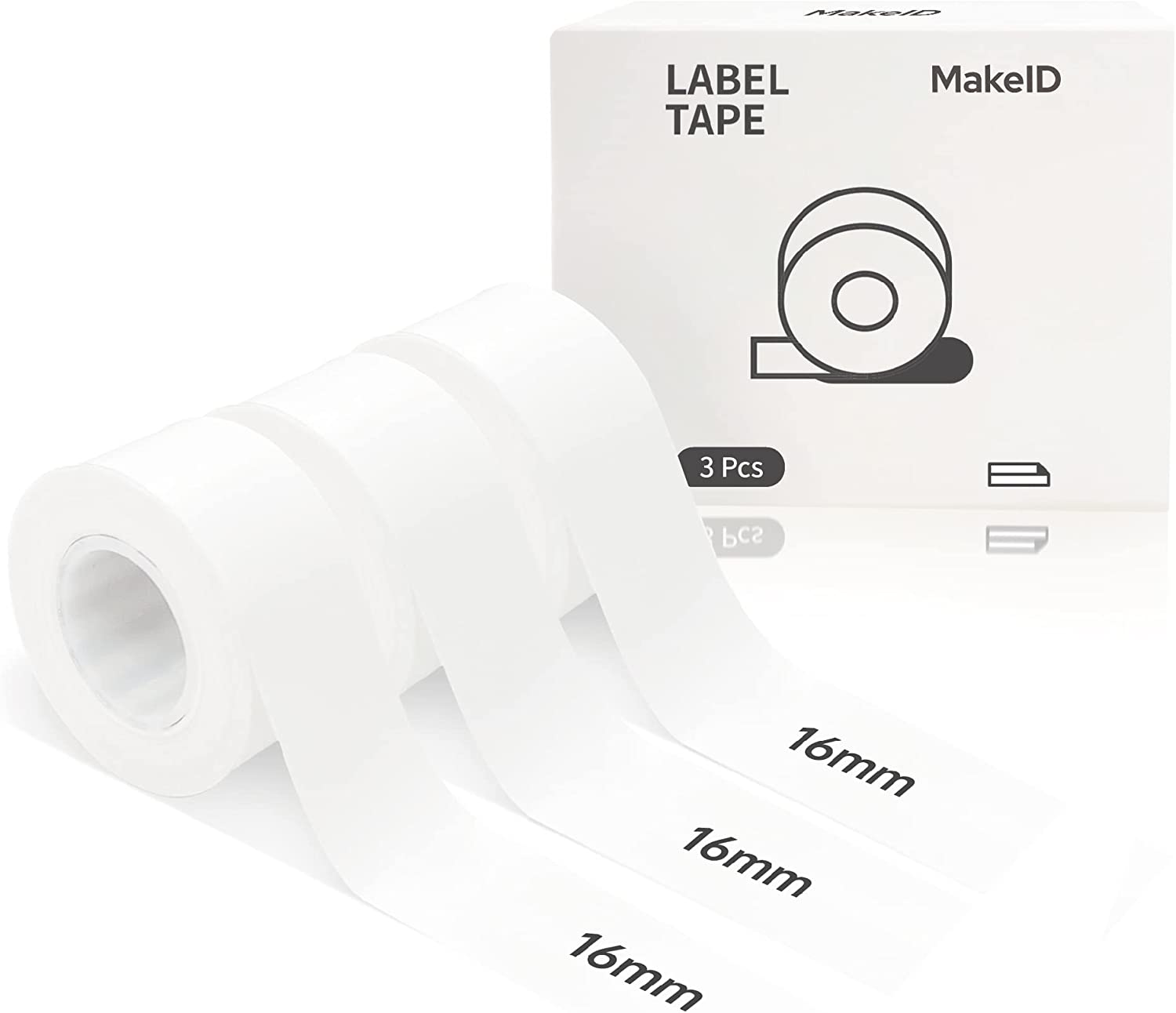 Makeid White Label Maker Tape adapted Label Print Paper Refills Standard Laminated Office Labeling Tape Replacement 0.63 x 157 inch (16mm x 4m) Work